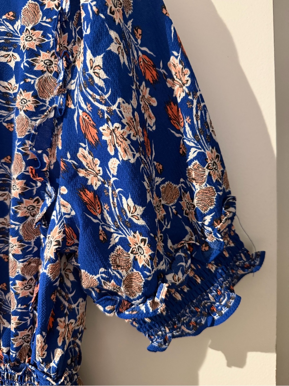 NEVER WORN: Max Studio Blue Floral Midi Dress with Peach Accents - Picture 4 of 4